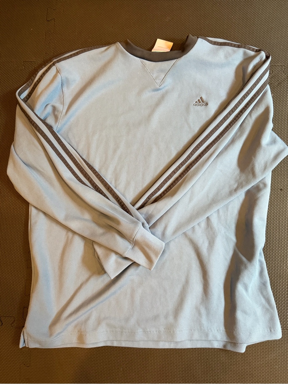 Men’s Vintage Adidas Light Blue Crewneck Woven Top with Three Stripes